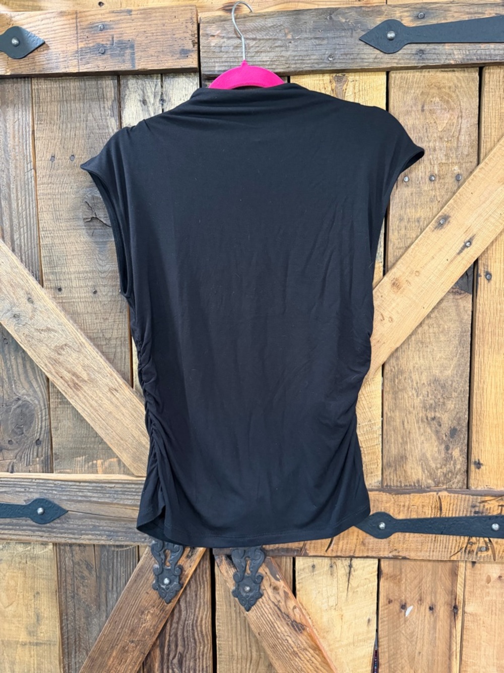 Dkny Black Short-Sleeve Ruched-Side Top